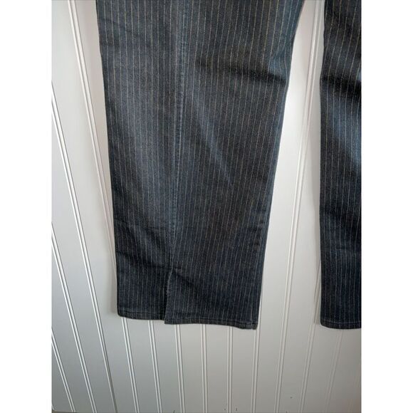 Bently A. Wide Leg Jeans Women’s 12 Blue Split Back Hem Stripped Classic Y2K - Picture 9 of 11